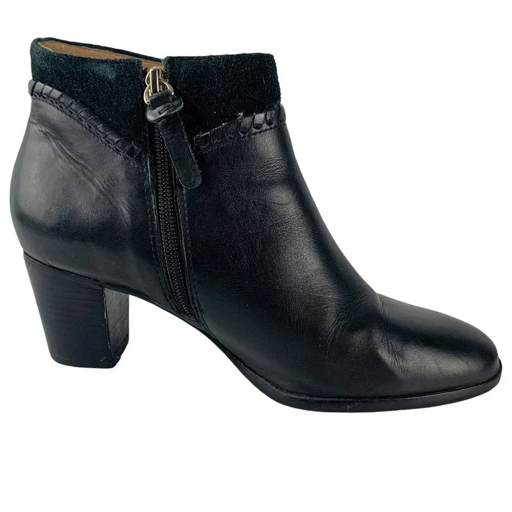 JACK‎ ROGERS Chandler Black Leather Whipstitch Zip Booties